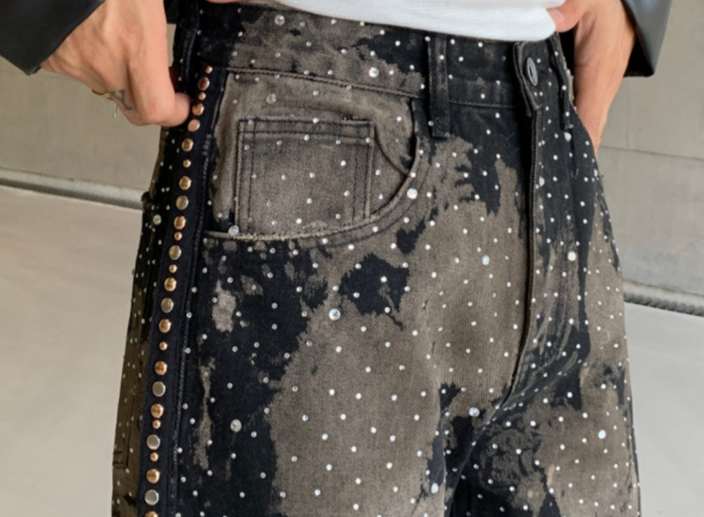 【GR73】Rhinestone Gem Camo Pants
