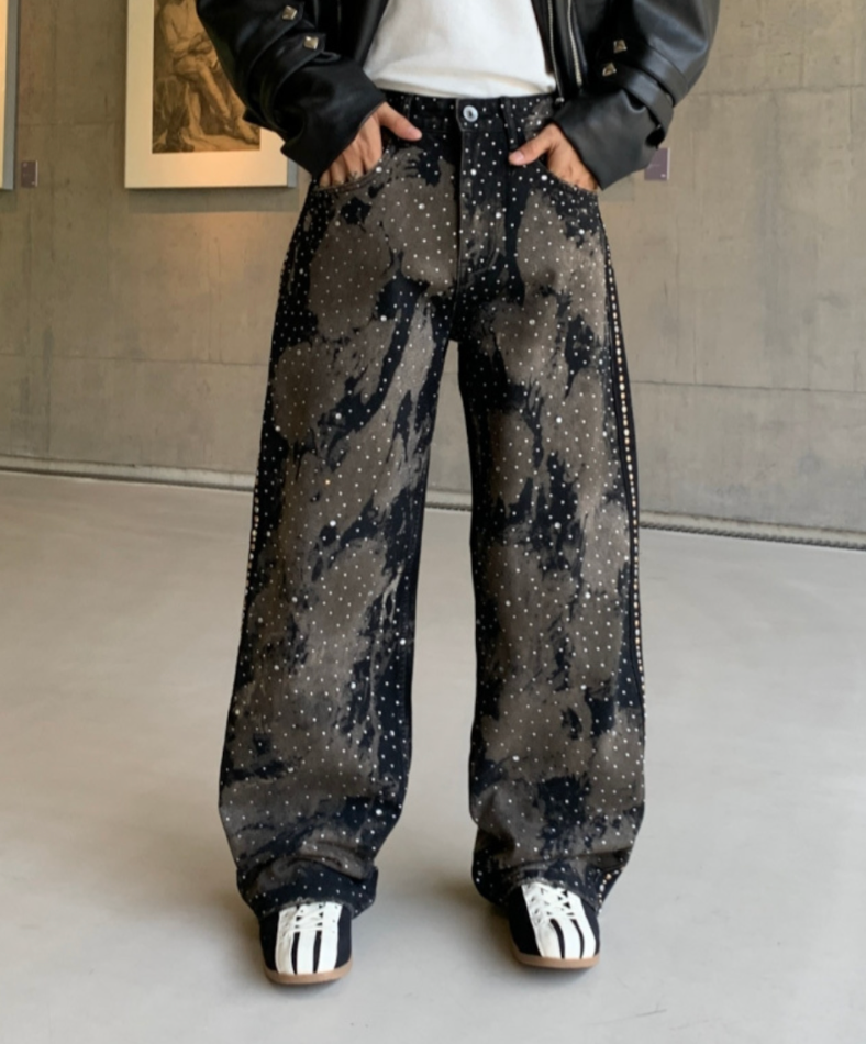 【GR73】Rhinestone Gem Camo Pants