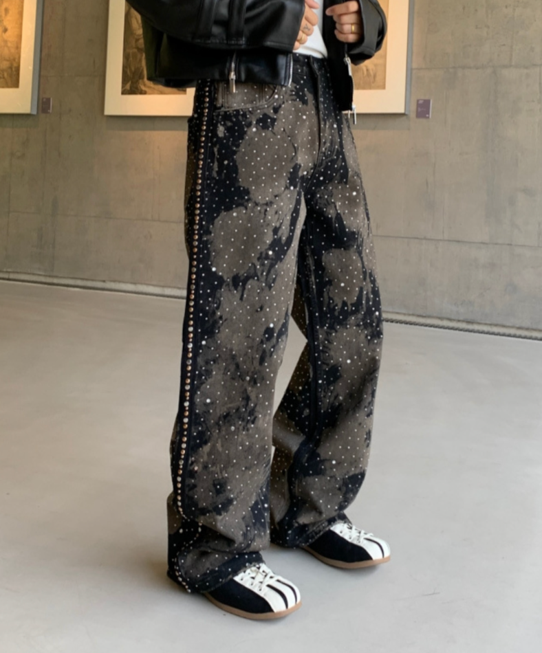 【GR73】Rhinestone Gem Camo Pants