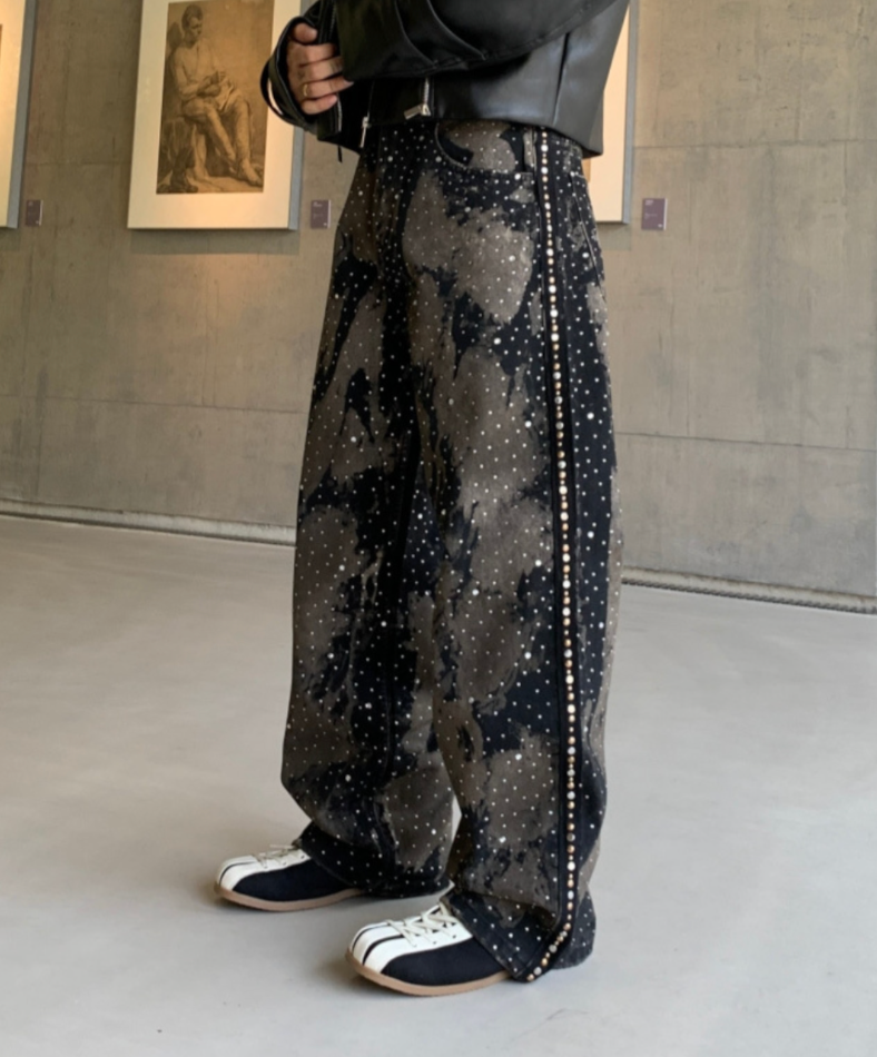 【GR73】Rhinestone Gem Camo Pants