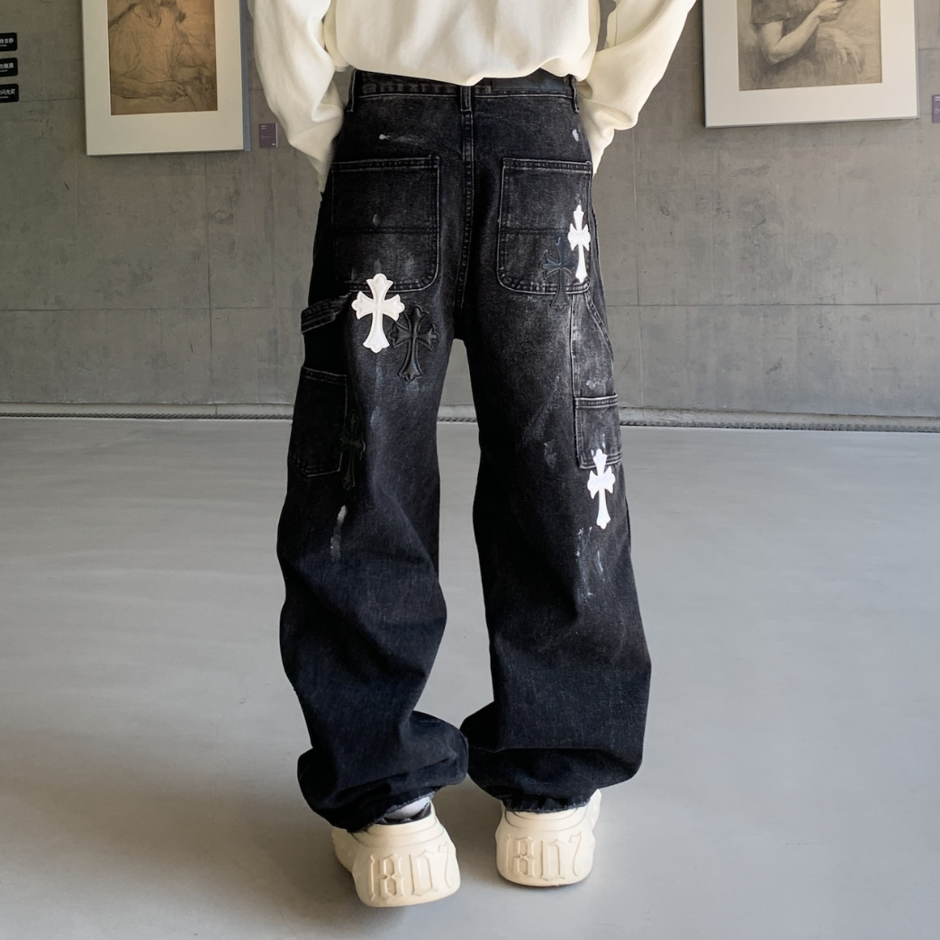 【GR71】Damaged Cross Buggy Denim