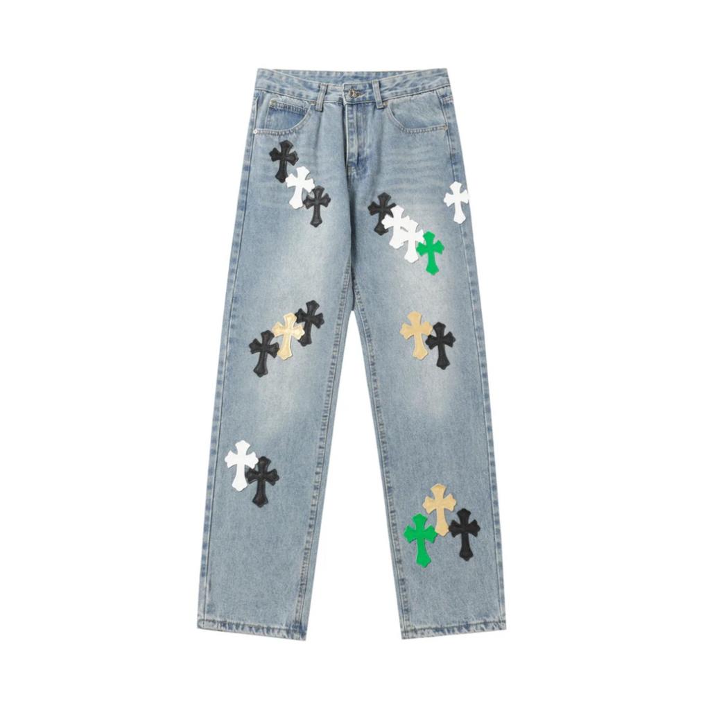 【GR46】Colored Cross Straight Denim