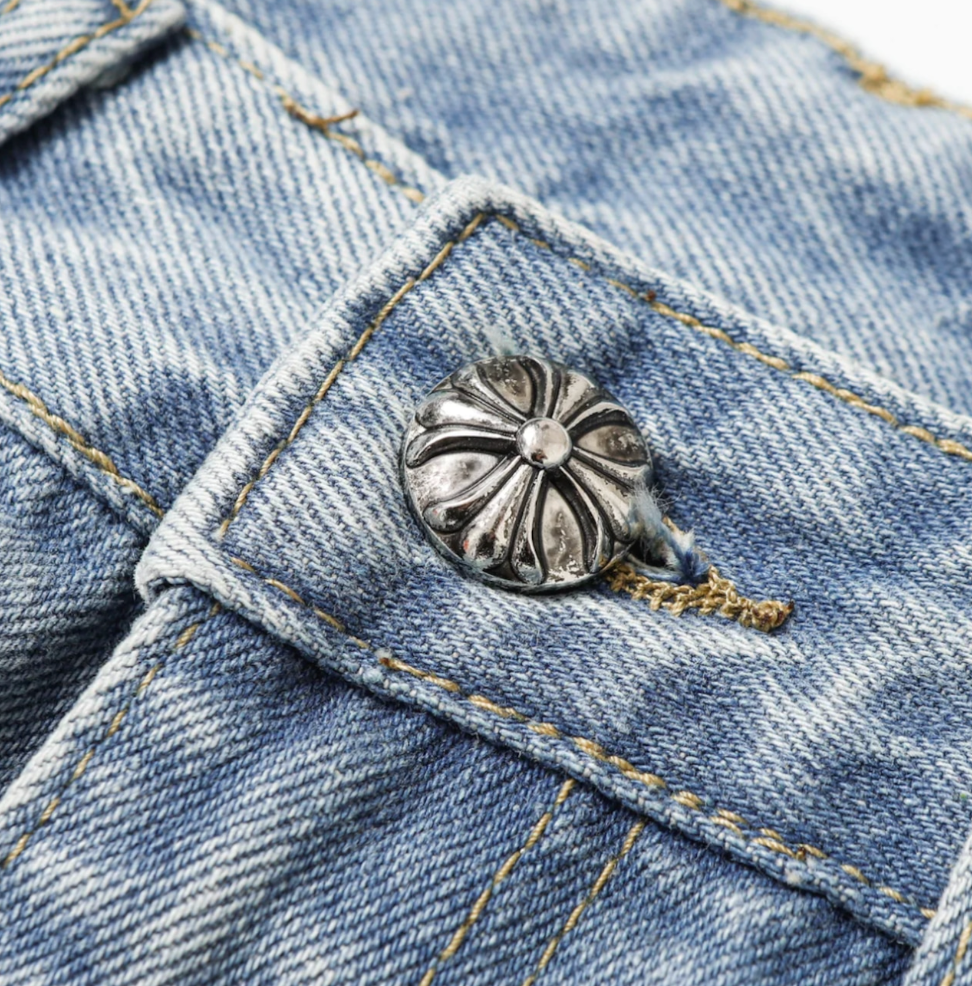 【GR46】Colored Cross Straight Denim