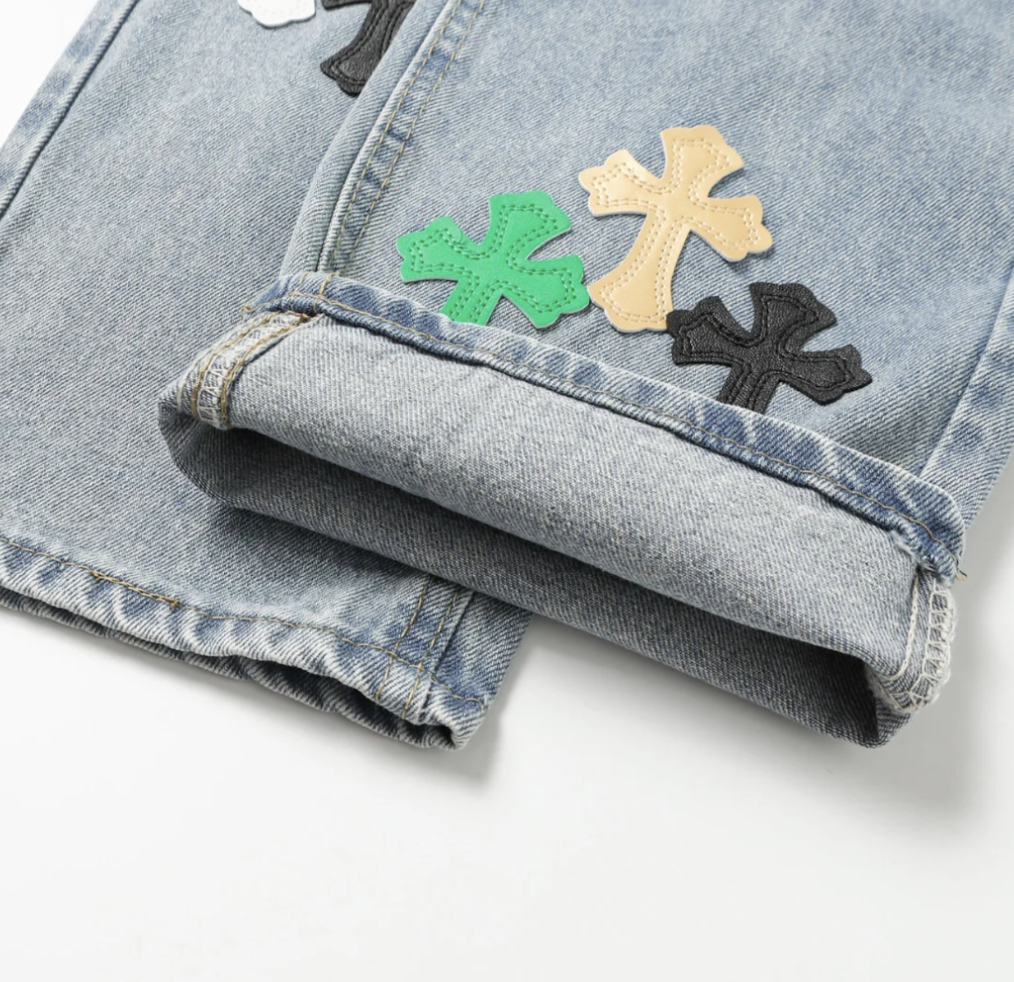 【GR46】Colored Cross Straight Denim