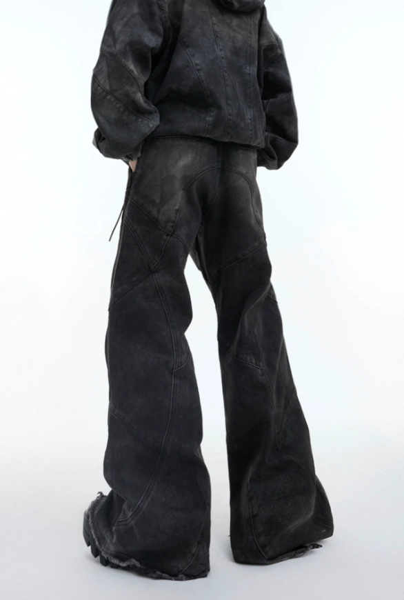 【GR44】Oversize Shoulder-pad Hooded Denim Jacket & Deconstructed Denim Jeans Setup(Pants)