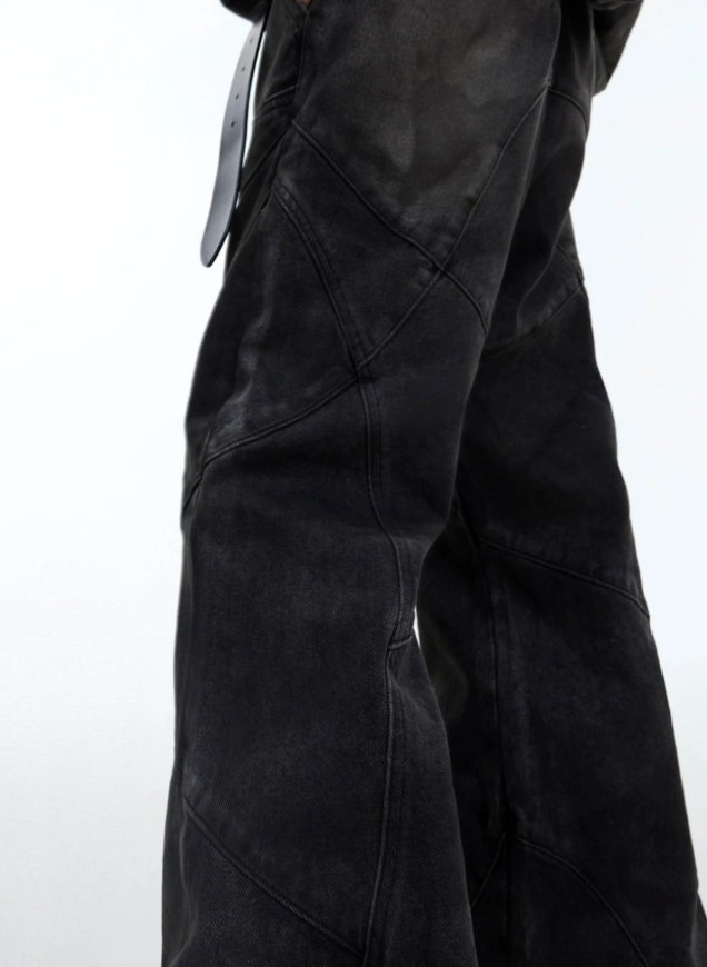 【GR44】Oversize Shoulder-pad Hooded Denim Jacket & Deconstructed Denim Jeans Setup(Pants)
