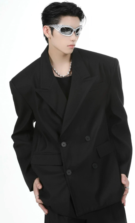 【GR42】Oversize Double Tailored Jacket & Wide-leg Trousers Setup(Pants)