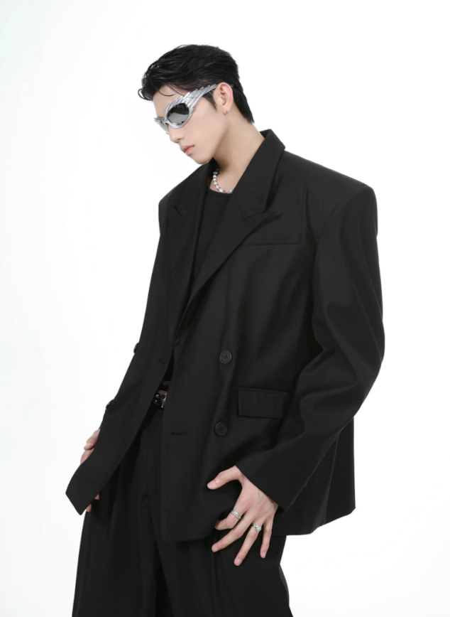 【GR42】Oversize Double Tailored Jacket & Wide-leg Trousers Setup(Pants)