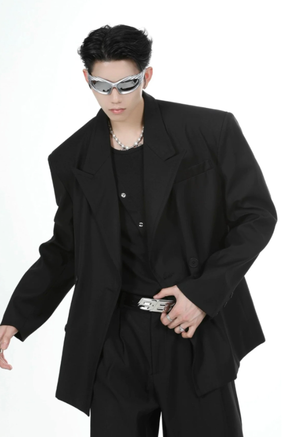 【GR42】Oversize Double Tailored Jacket & Wide-leg Trousers Setup(Pants)