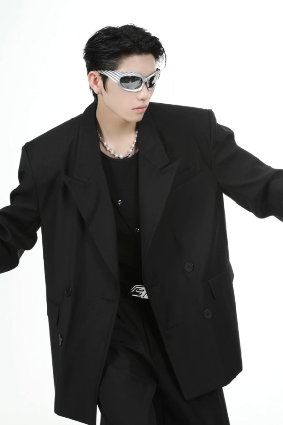 【GR42】Oversize Double Tailored Jacket & Wide-leg Trousers Setup(Pants)