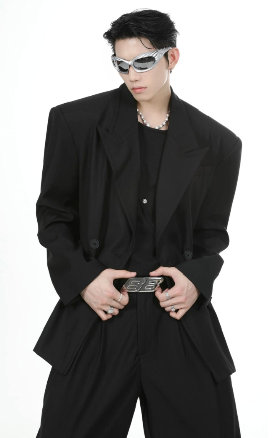 【GR42】Oversize Double Tailored Jacket & Wide-leg Trousers Setup(Pants)