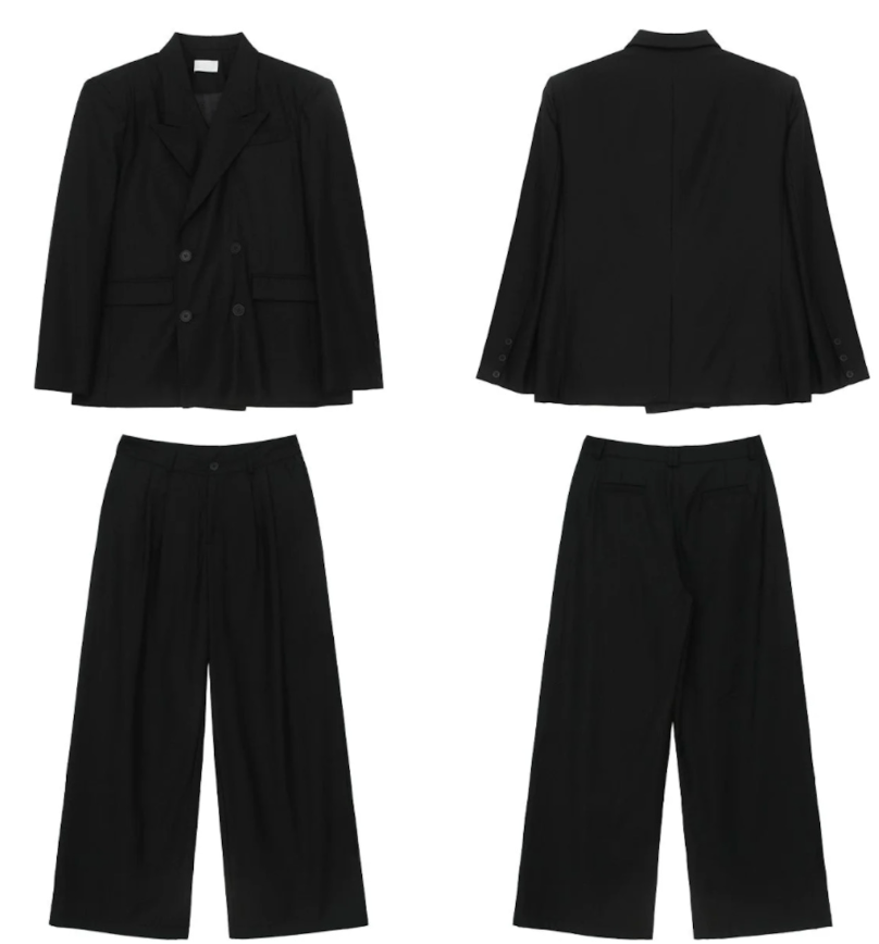 【GR42】Oversize Double Tailored Jacket & Wide-leg Trousers Setup(Pants)