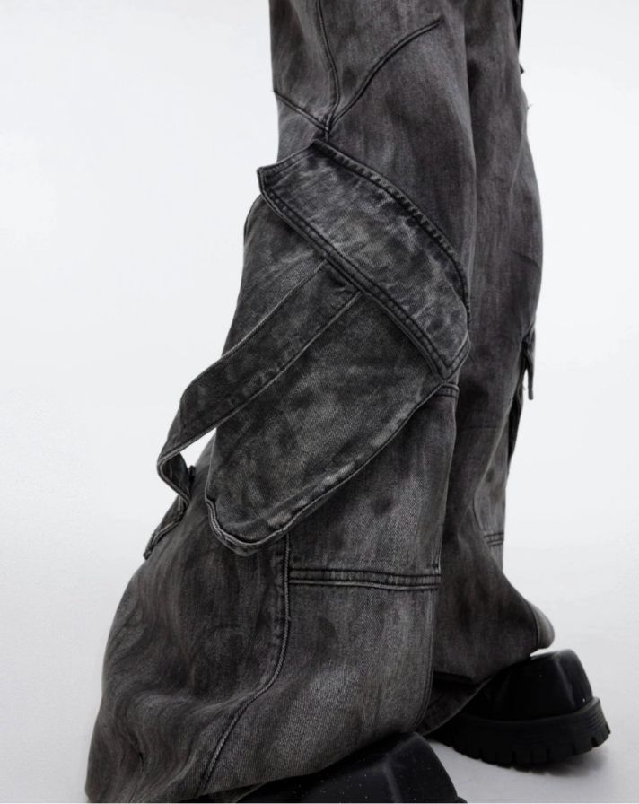 【GR38】Oversize Zipper Denim Jacket & Wide-leg Denim Jeans (Jacket)