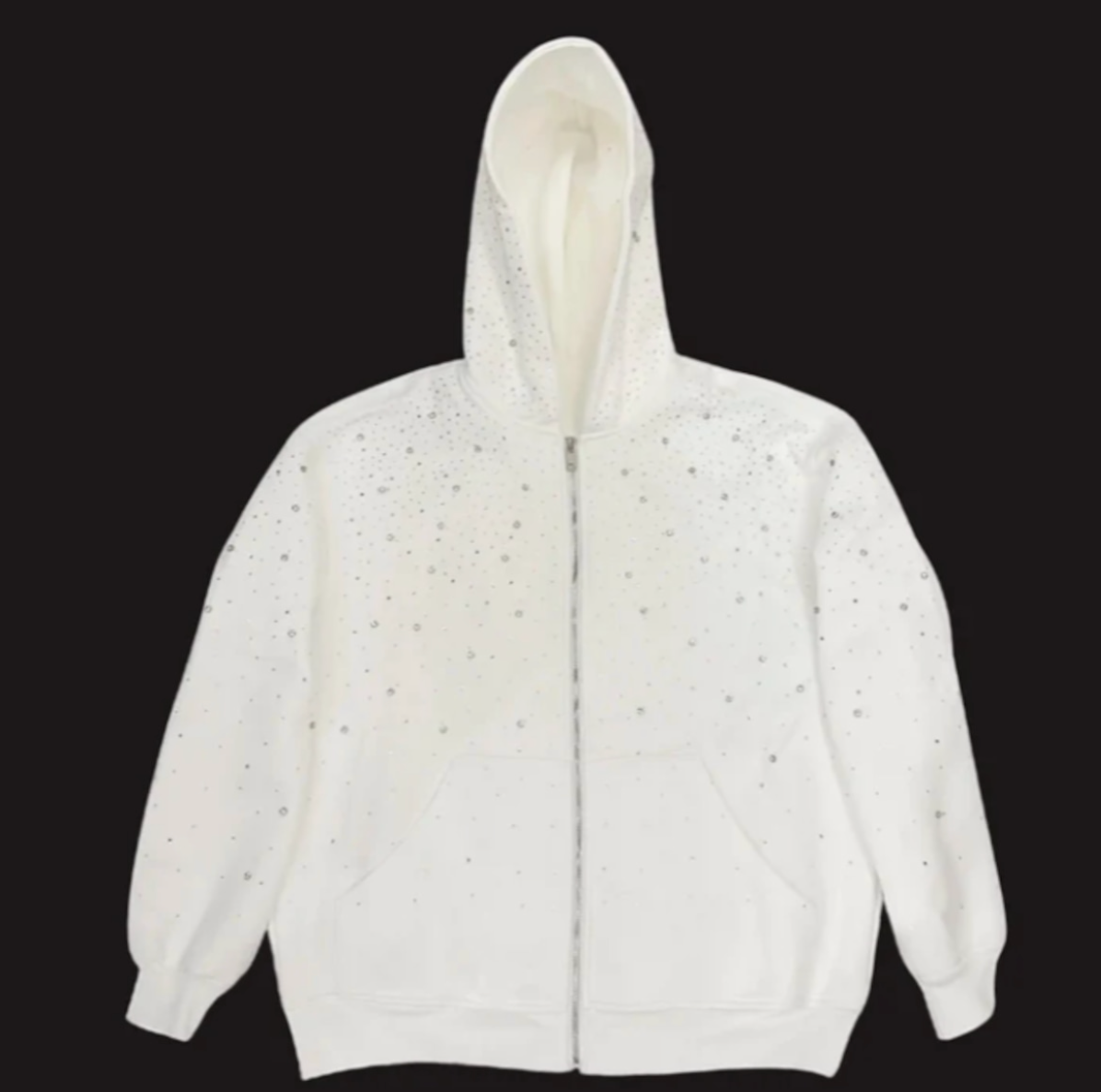 【GR54】Rhinestone Gem Zip Hoodie