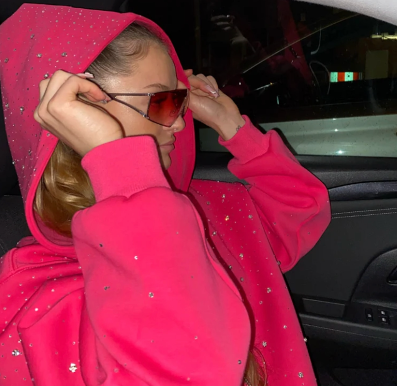 【GR54】Rhinestone Gem Zip Hoodie