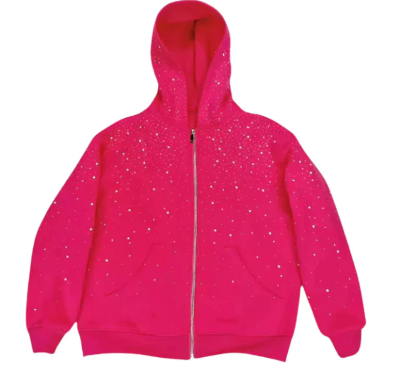 【GR54】Rhinestone Gem Zip Hoodie