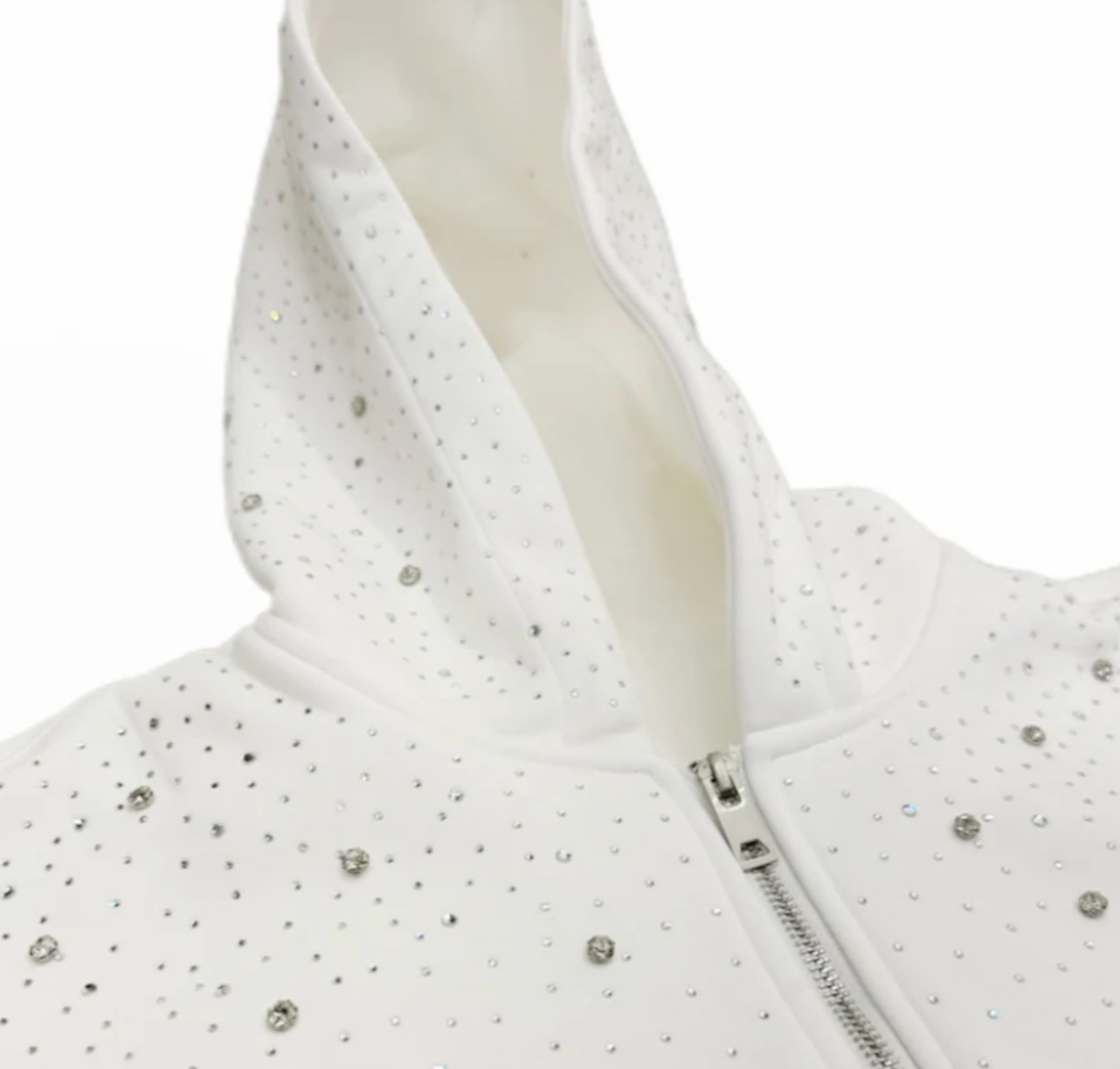 【GR54】Rhinestone Gem Zip Hoodie