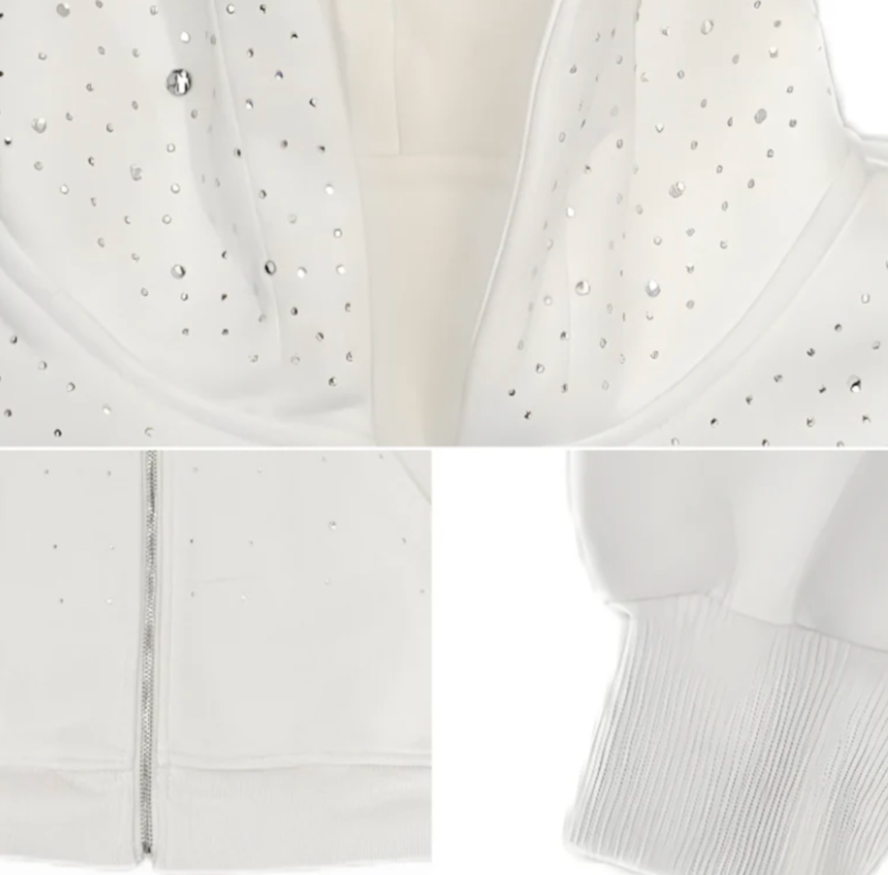 【GR54】Rhinestone Gem Zip Hoodie