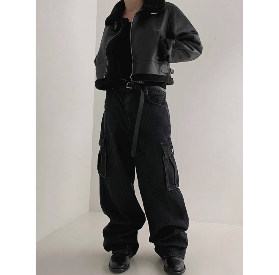 【GR36】Boa Neck Leather Jacket