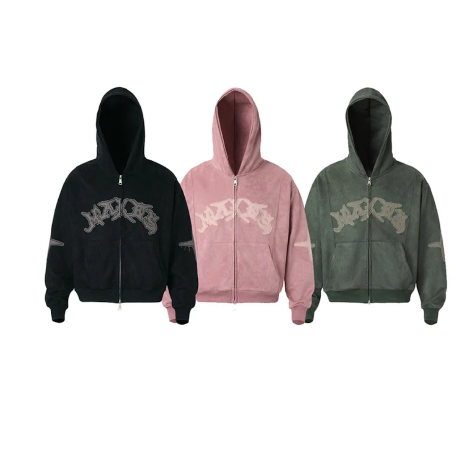 【GR34】Double Zipper Sueded Hooded Short Jacket