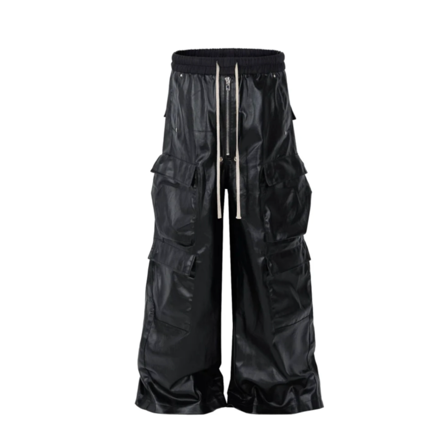 【GR52】PU Coated Wide-Leg Cargo
