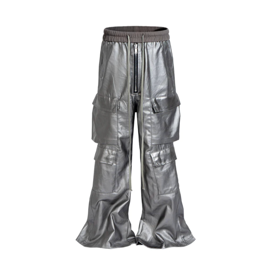 【GR52】PU Coated Wide-Leg Cargo