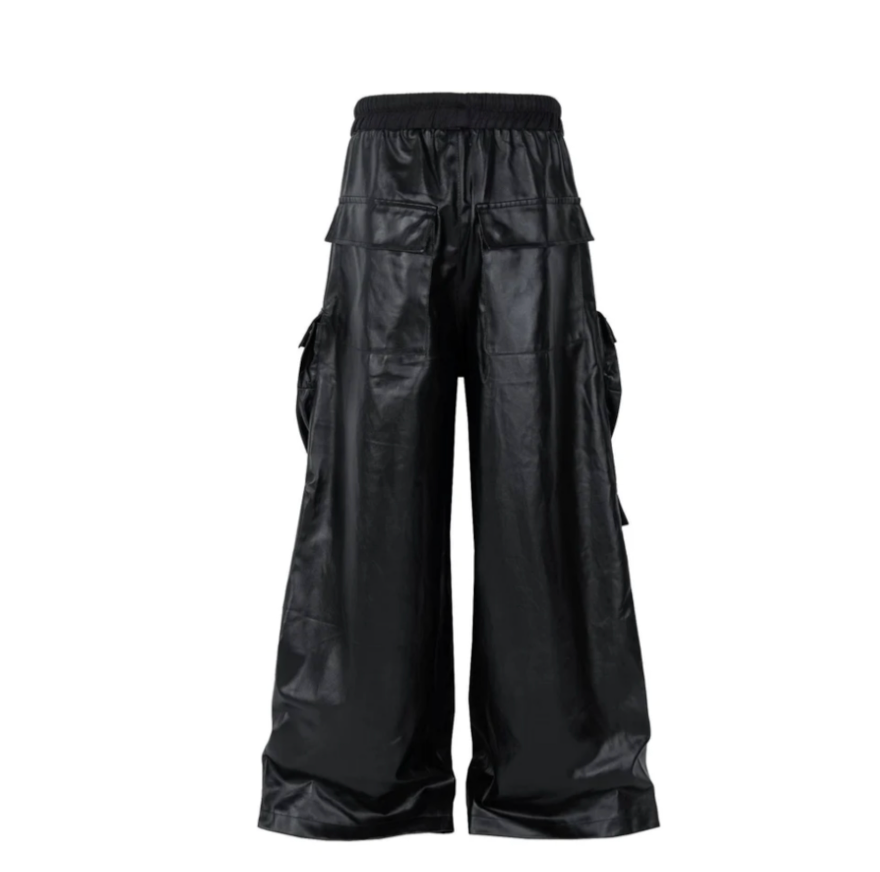 【GR52】PU Coated Wide-Leg Cargo