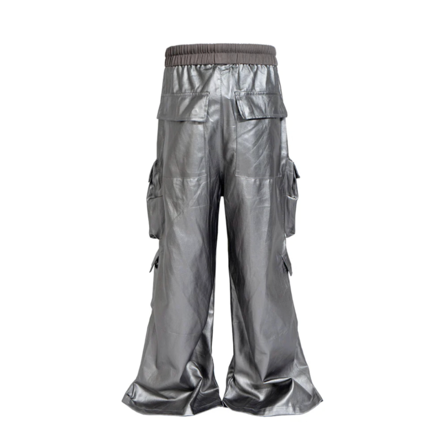 【GR52】PU Coated Wide-Leg Cargo