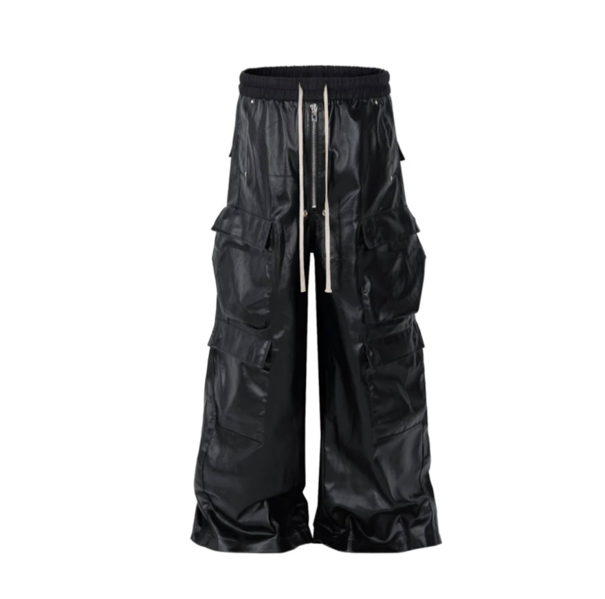 【GR52】PU Coated Wide-Leg Cargo