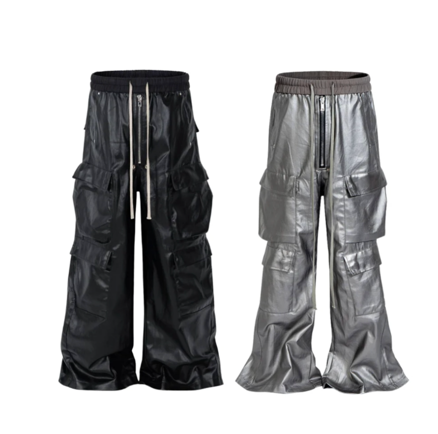 【GR52】PU Coated Wide-Leg Cargo