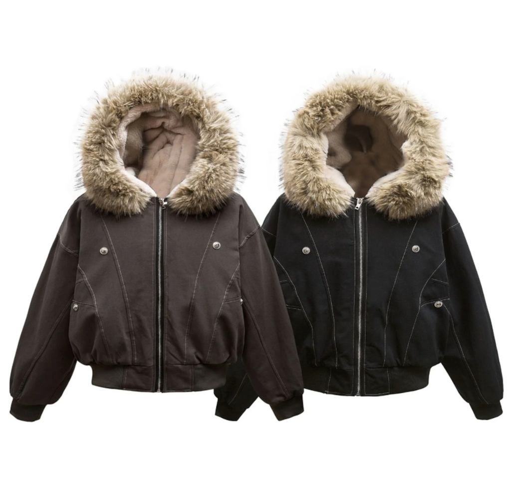 【GR29】Fur Collar Sherpa-Lining Hooded Padded Jacket