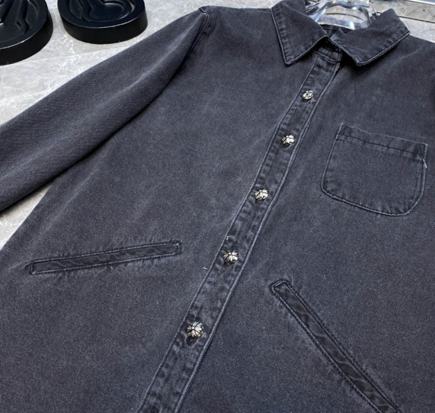 【GR57】Oversized Leather Cross Denim Jacket