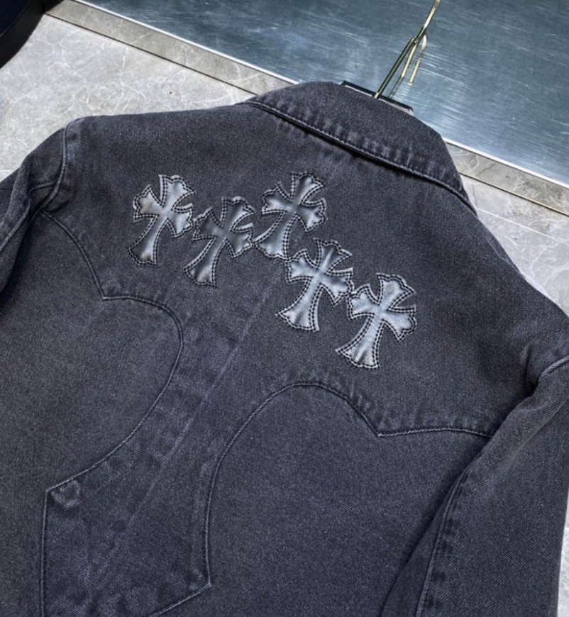【GR57】Oversized Leather Cross Denim Jacket