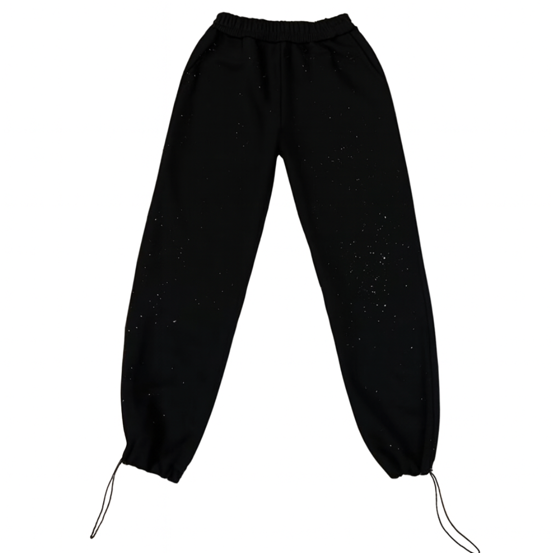 【GR77】Rhinestone Gem Sweat Pants Black