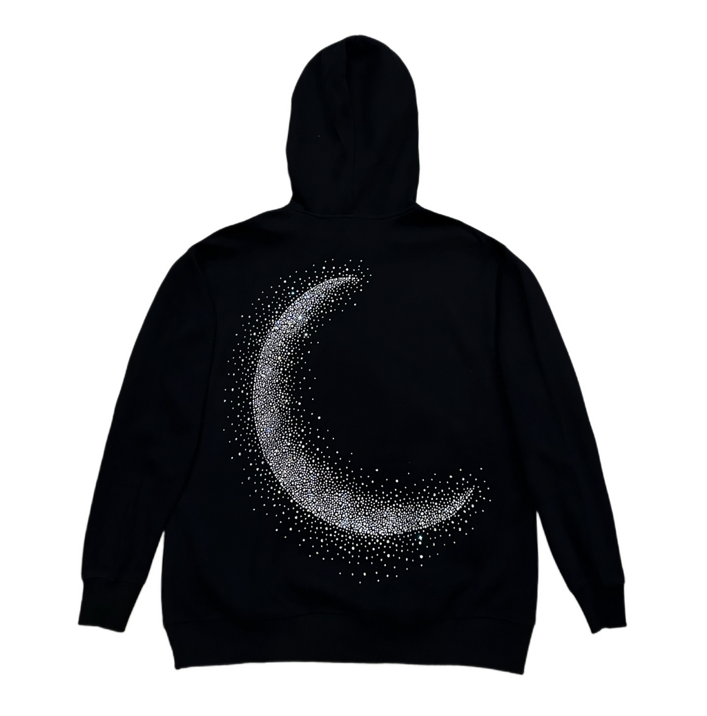 【GR76】Rhinestone Gem Moon Hoodie
