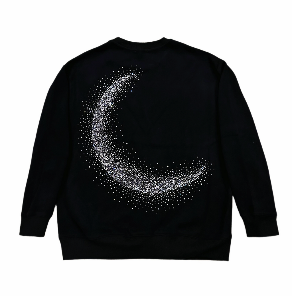 【GR76】Rhinestone Gem Moon Sweatshirt