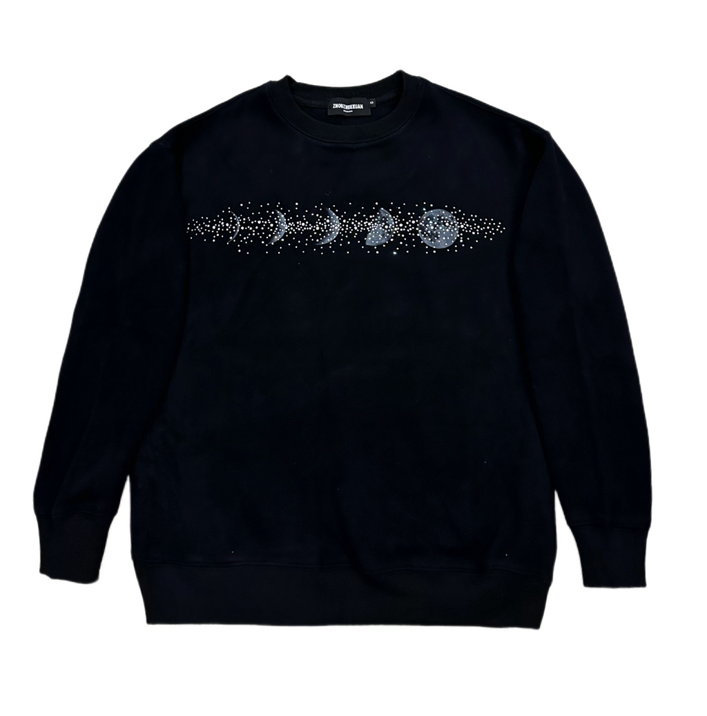 【GR76】Rhinestone Gem Moon Sweatshirt