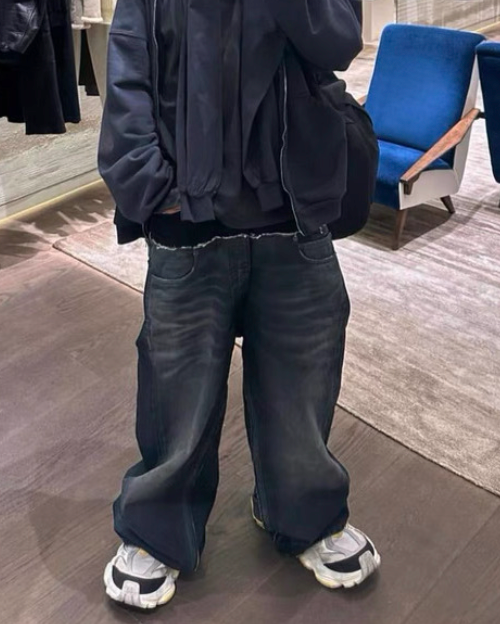 【GR79】Patchwork Two-Bye Wide Denim