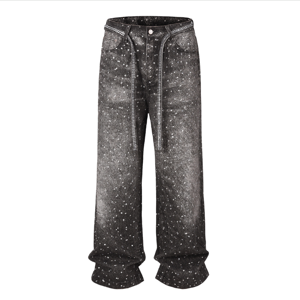 【GR83】Rhinestone Baggy Denim