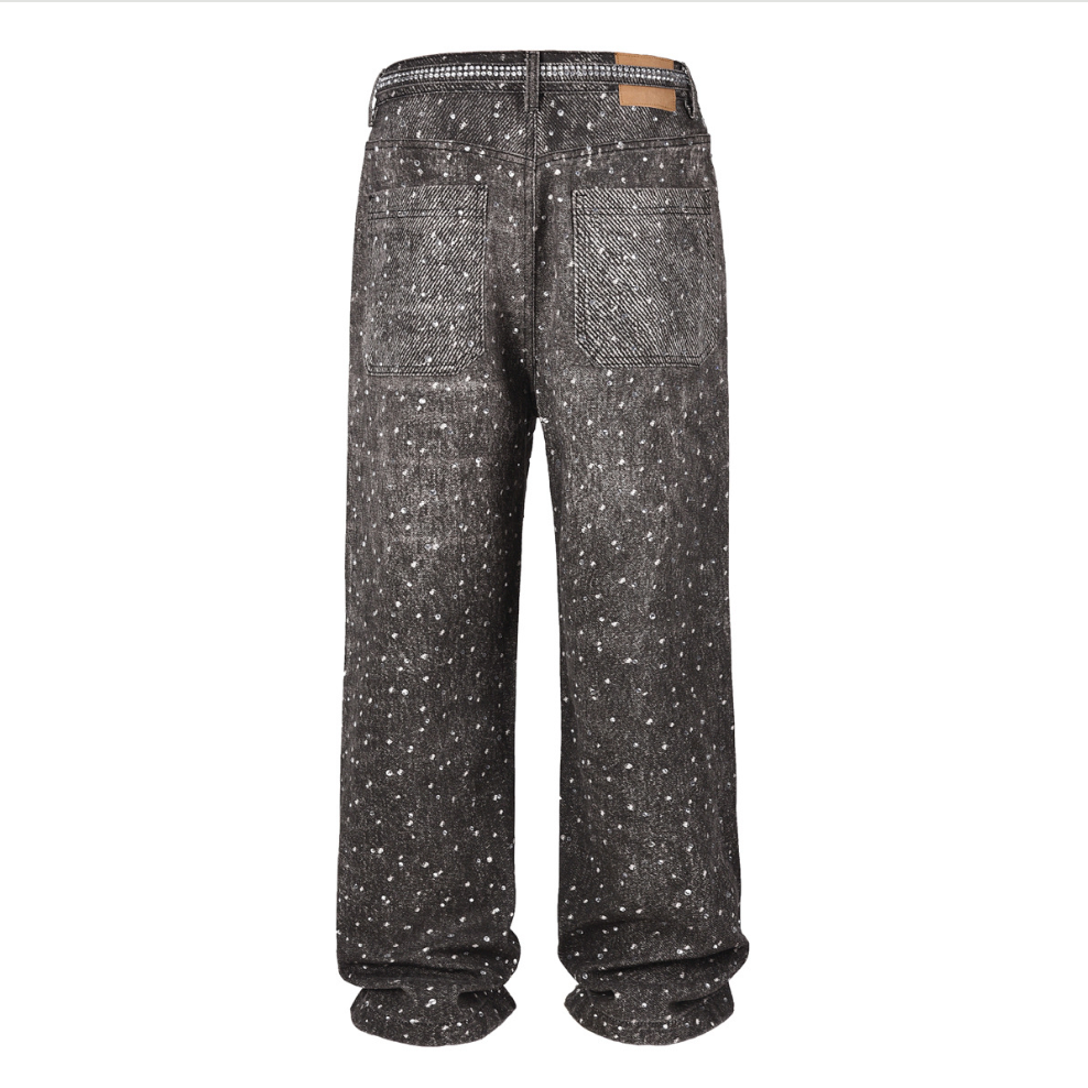 【GR83】Rhinestone Baggy Denim