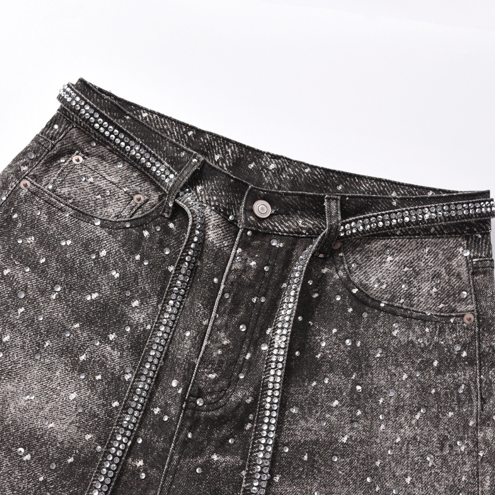 【GR83】Rhinestone Baggy Denim