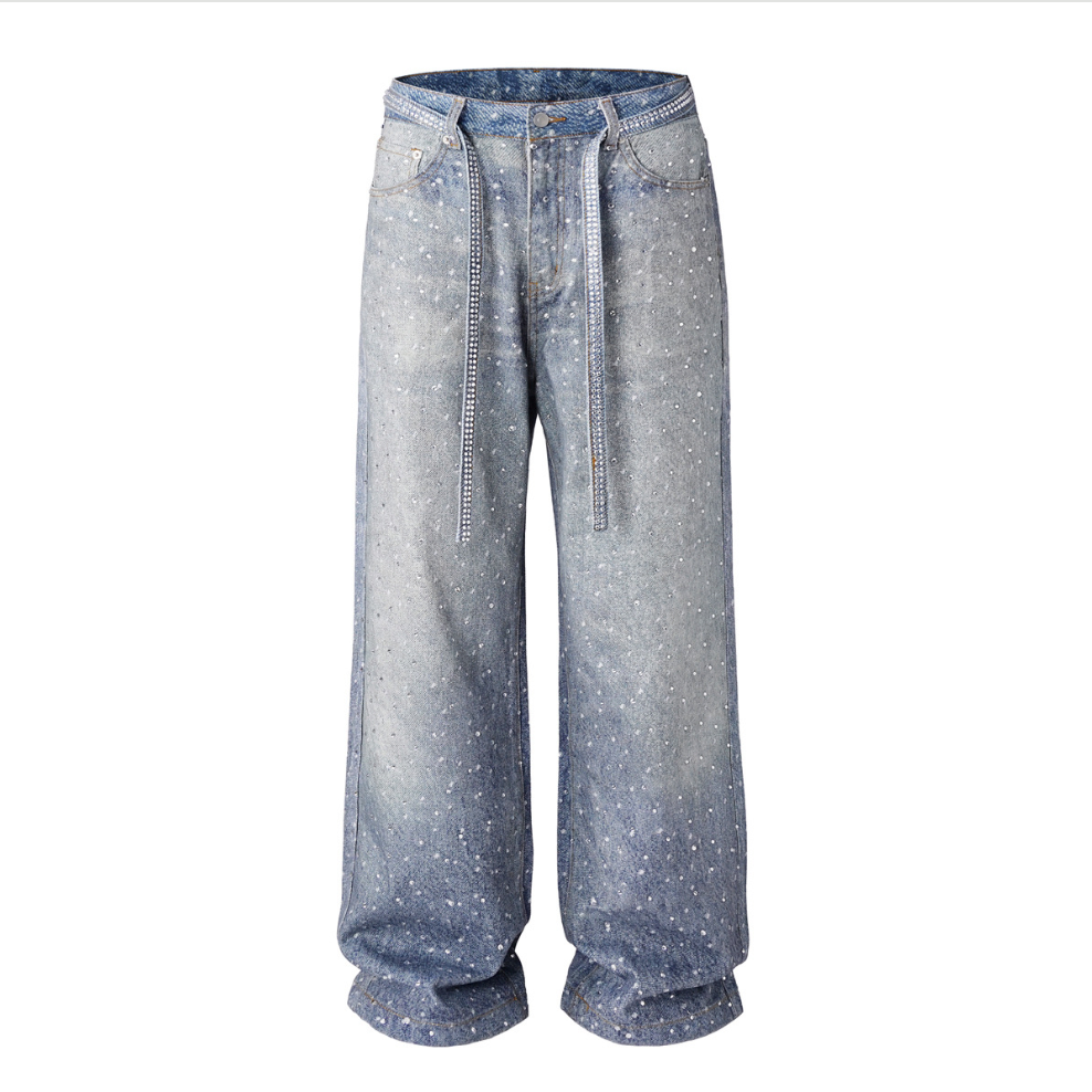 【GR83】Rhinestone Baggy Denim