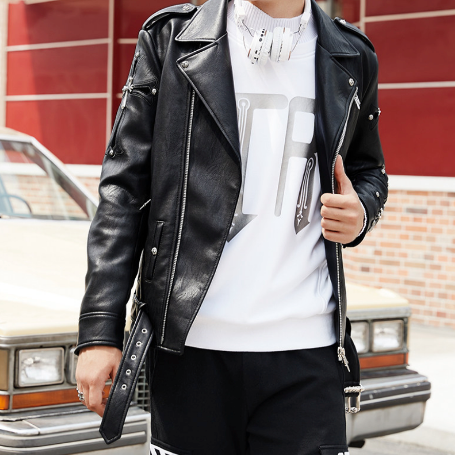 【GR87】Black Mass Leather Jacket