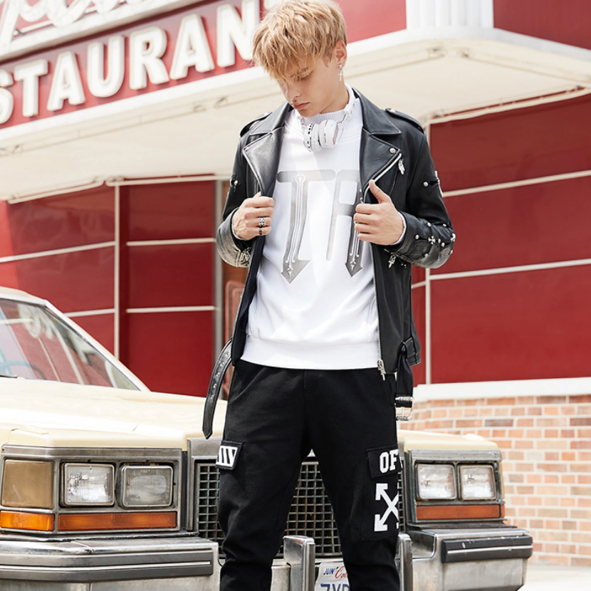 【GR87】Black Mass Leather Jacket