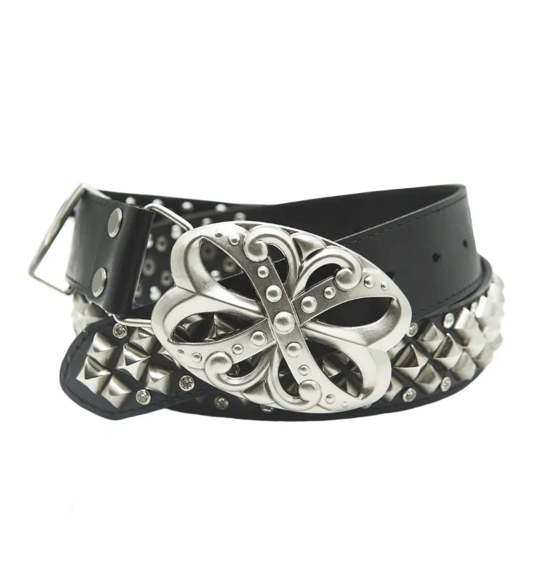 【GR89】Ornate Clover Rhinestone Belt
