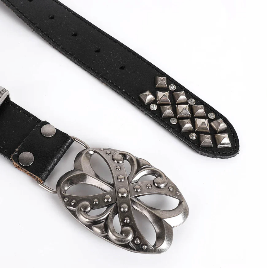 【GR89】Ornate Clover Rhinestone Belt