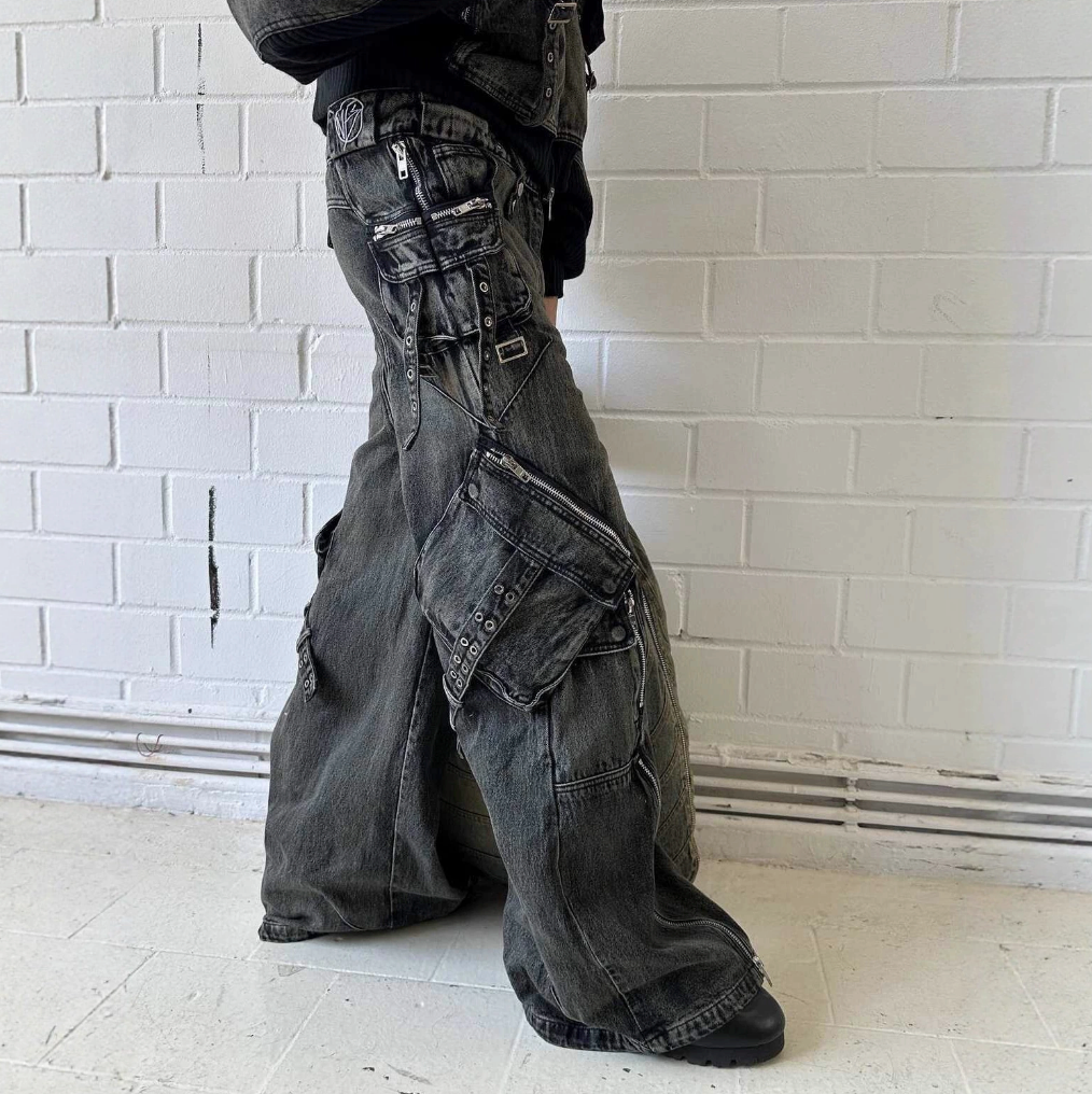 【GR90】Multi-Zip Baggy Denim