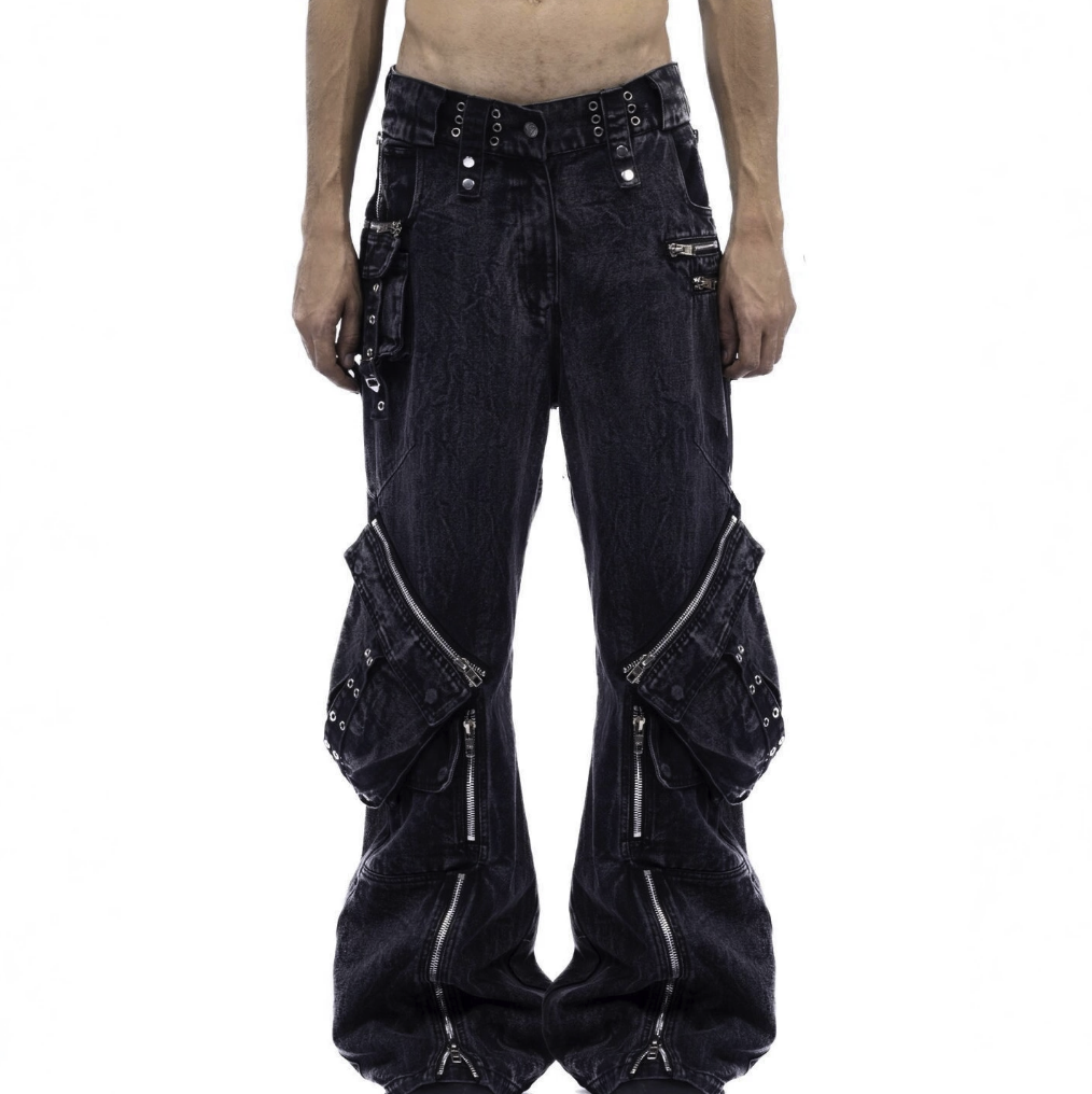 【GR90】Multi-Zip Baggy Denim