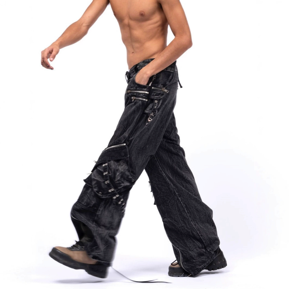 【GR90】Multi-Zip Baggy Denim