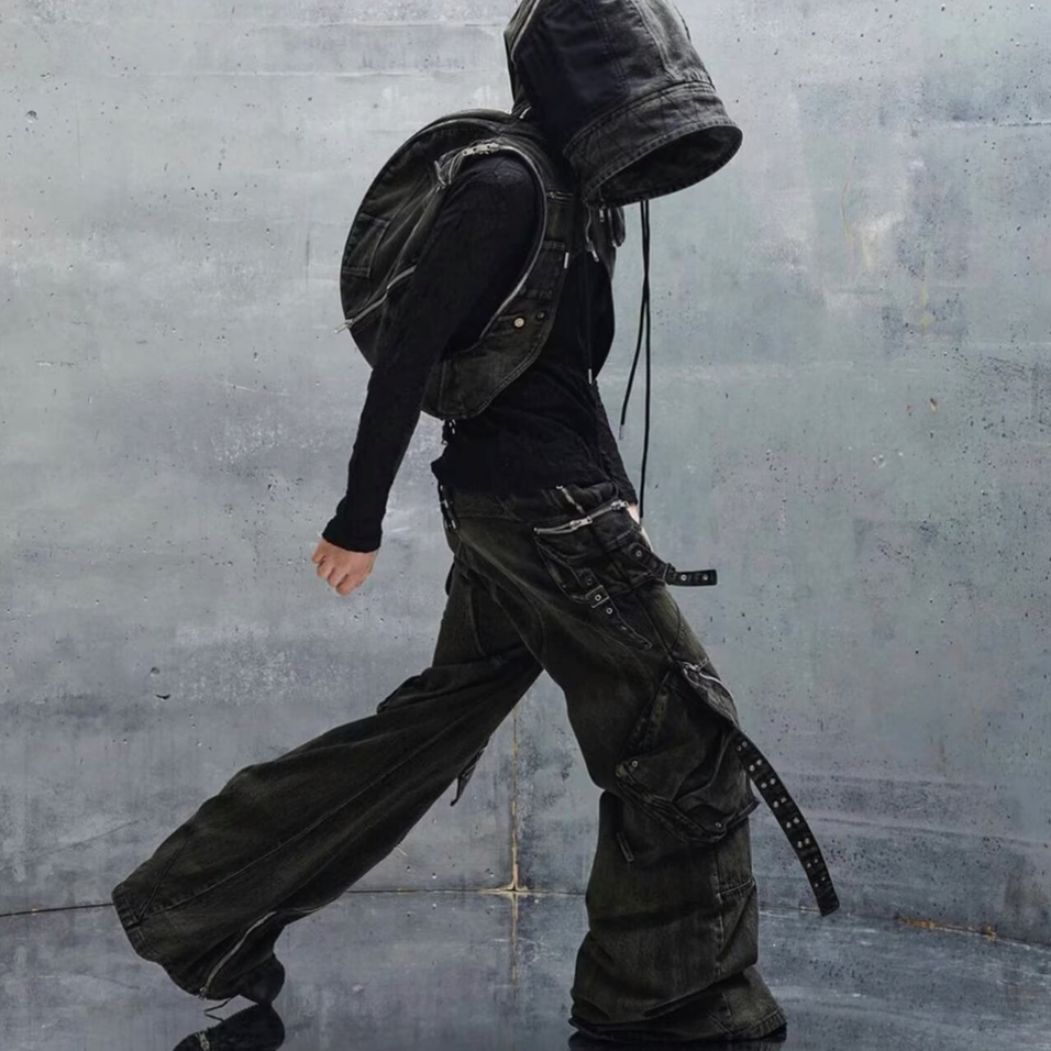 【GR90】Multi-Zip Baggy Denim